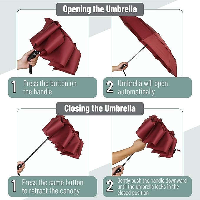 Mr. Pen- Windproof Travel Umbrella, Small Water-Resistant Automatic Folding Umbrella for Rain and Sun, Light, Compact and Portable for Women & Men, Fits Car & Backpack