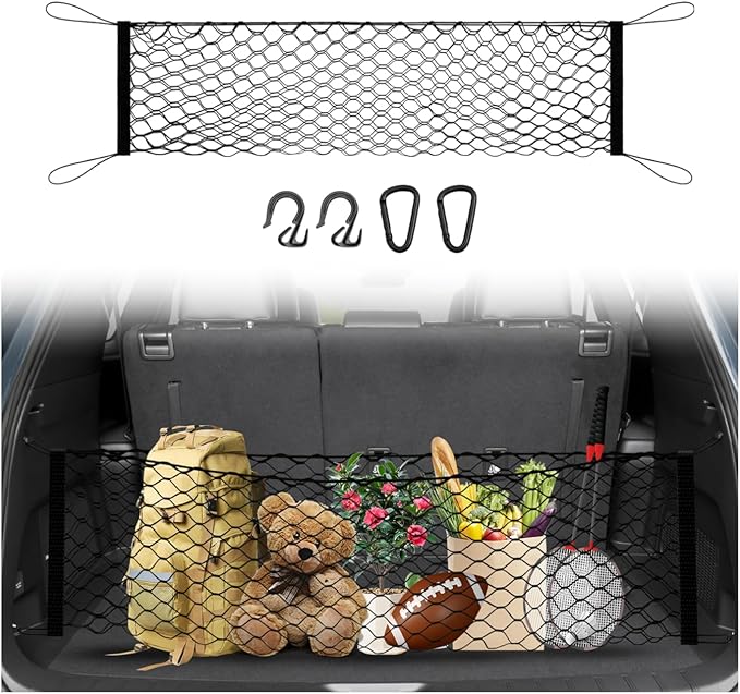 Karltys Cargo Net for Toyota Grand Highlander 2024 2025 2026 Trunk Net | Envelope Style Elastic Mesh Net | Heavy Duty Metal Hooks | Grand Highlander Accessories