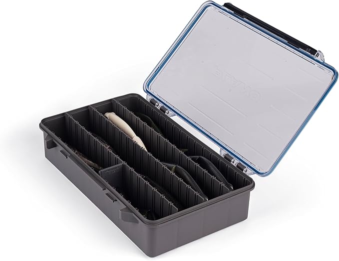 Plano StowAway 3700 Waterproof Deep Stow Tackle Box, IPX7 Waterproof, with Rustricor, Single Latch Design, Transparent DuraView Lid, Stackable Storage for Fishing Bait, Lures and Gear