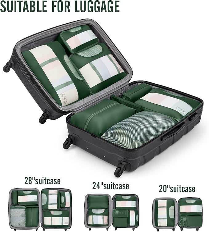 Veken 8 Set Packing Cubes for Travel Essentials, Suitcase Organizer Bags in 4 Sizes, Carry-On Luggage Accessories with Large Laundry & Shoes Bag, Must-Have for Airplane, Road Trip & Camping