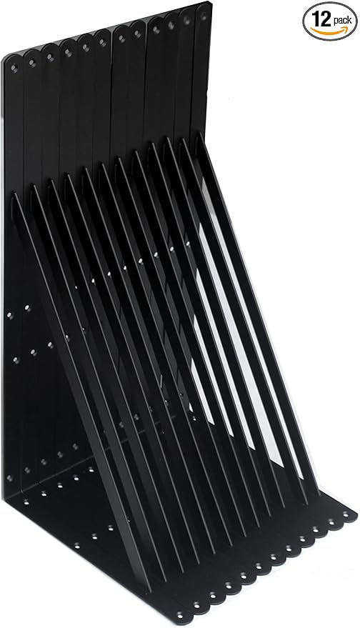 12 Pack L24 x H 12" Black Heavy Duty Shelf Brackets with Screws Metal Shelf Brackets Shelf Support Angle Brackets for Shelves L Brackets Heavy Duty Floating Shelf