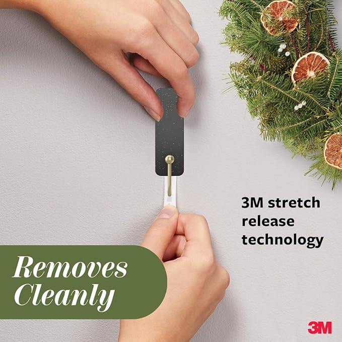 Command Mixed Hooks Pack, 10 Soot, 12 Strips (2 Medium Hooks, 8 Spring Clips), for Hanging Christmas Decorations