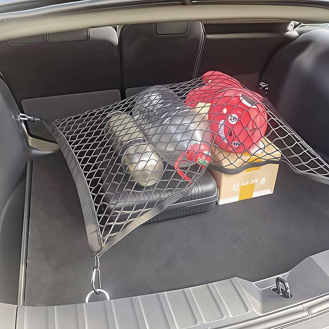 BAILALIBO Cargo Net Stretchable, Adjustable Elastic Trunk Mesh Nets with Metal Hook Universal for SUV, Trucks, Car Exterior Accessories for Secure Storage (32x24 inch)