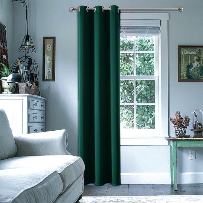 ChrisDowa Blackout Curtains 78 inches Long for Bedroom - Grommet Thermal Insulated Room Darkening Curtains for Living Room (1 Panel, Forest Green, 42 x 78 Inch)