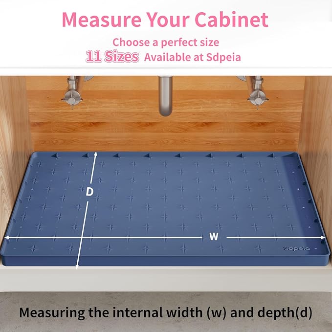 Sdpeia Under Sink Mat 19"×19" Waterproof Silicone Cabinet Liner & Sink Protector for Kitchen & Bathroom, Multi-Purpose Organizers Tray for Pets, Laundry, Cat Litter Mat