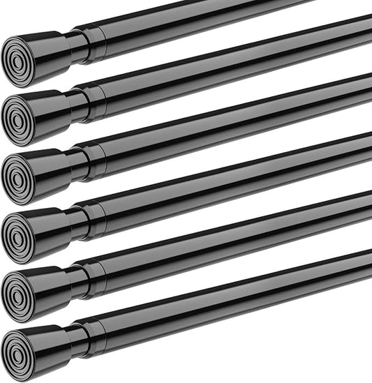 FVONZON Tension Curtain Rod Black Spring Tension Curtain Rods 26-39 inch 6Pack Adjustable Spring Rods Extendable Tension Rod For Closet, Window, Kitchen,Bookshelf,Bathroom