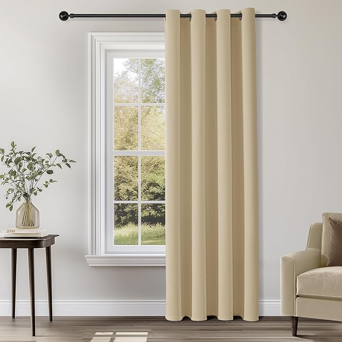 ChrisDowa Blackout Curtains 84 inches Long for Bedroom - Grommet Thermal Insulated Room Darkening Curtains for Living Room (1 Panel, Biscotti Beige, 52 x 84 Inch)