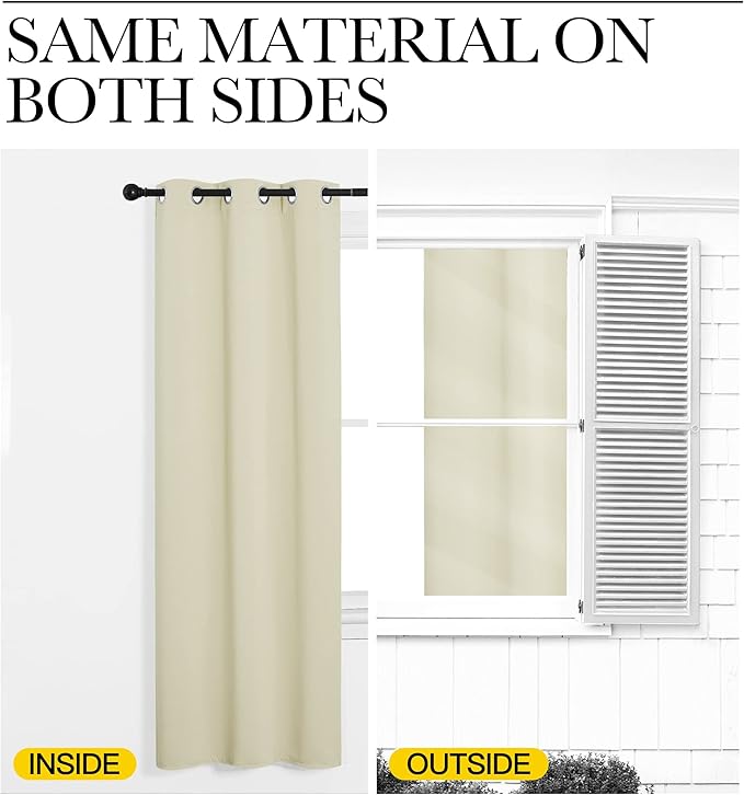 NICETOWN Beige Blackout Curtain 57 inch Length, W55 x L57 Inch, 8 Grommets Top, 1 Piece, Thermal Insulated Modern Window Treatment Soundproof Drape Panel for Bedroom/Living Room