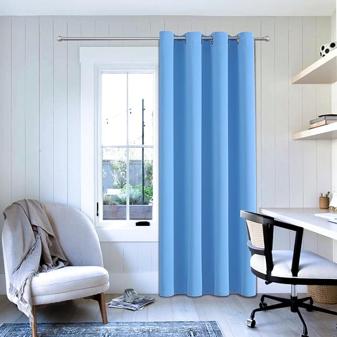 ChrisDowa Grommet Blackout Curtains for Bedroom - Thermal Insulated Room Darkening Curtains for Living Room (1 Panel Set, Sky Blue, 52W x 54L)