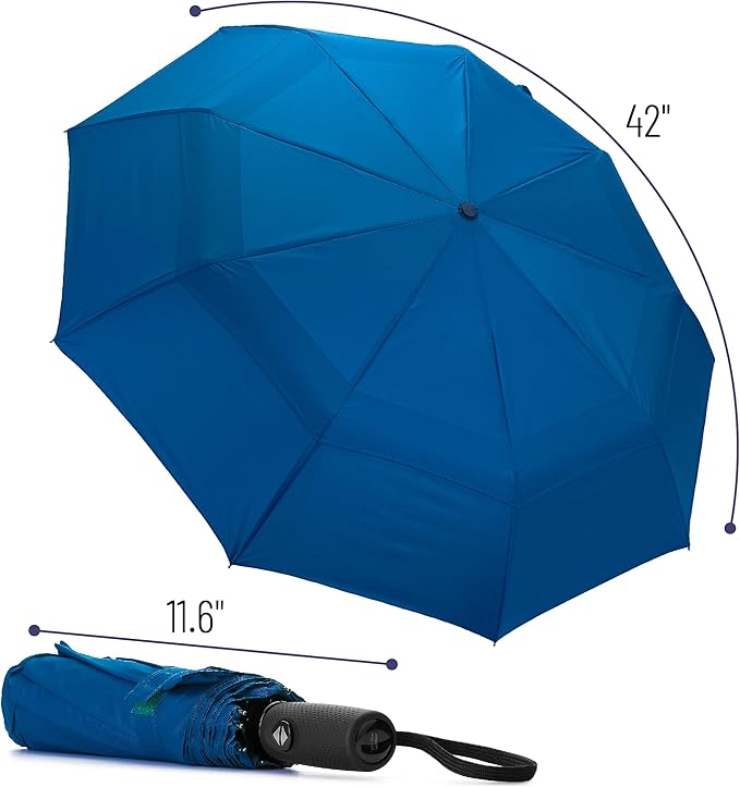 Mr. Pen- Windproof Travel Umbrella, Small Water-Resistant Automatic Folding Umbrella for Rain and Sun, Light, Compact and Portable for Women & Men, Fits Car & Backpack
