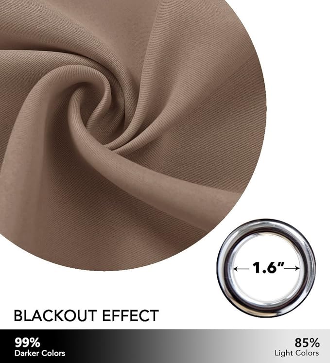NICETOWN Bedroom Blackout Curtain and Drape - Window Treatment Thermal Insulated Grommet Top Blackout Drapery for Bedroom (1 Panel, 70 by 63 Inch, Cappuccino)