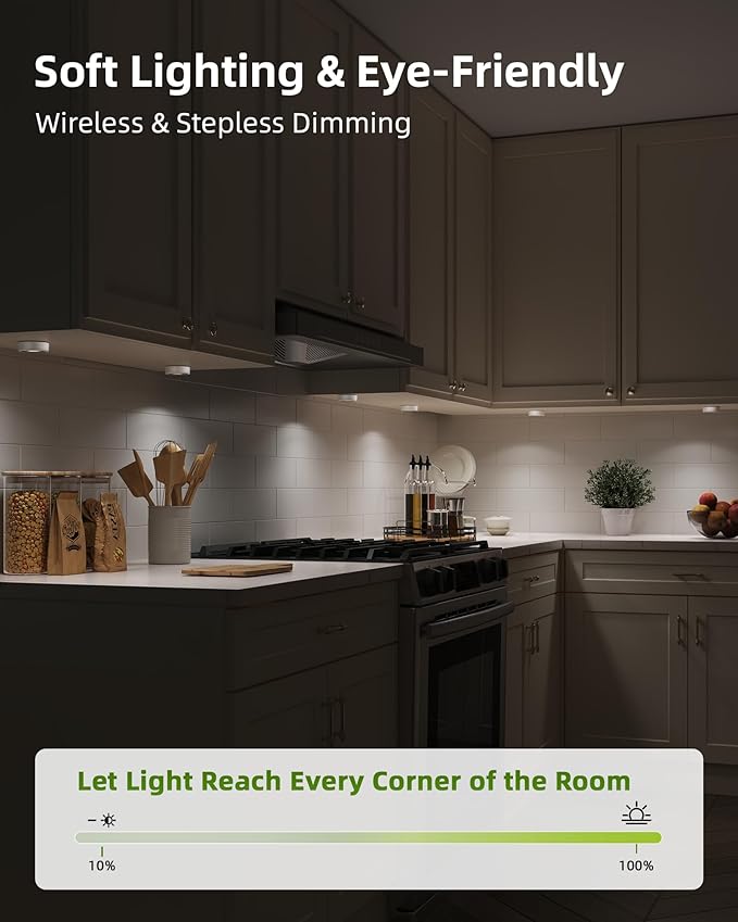 EZVALO LED Puck Lights with Charging Station, Rechargeable Sitck On Tap Lights, Wireless Closet Light, 3 Color Temps, Under Cabinet Lights, 2.5'' Mini Touch Light for Kitchen,Pantry,Shelves(4 Pack)