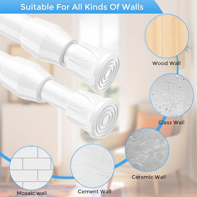 4 Pack Small Tension Rod 12 to 19 Inch Adjustable Tension Curtain Rod Mini Closet Spring Rod No Drilling Short Tension Rods for Windows, Cupboard, Kitchen Cabinets, White