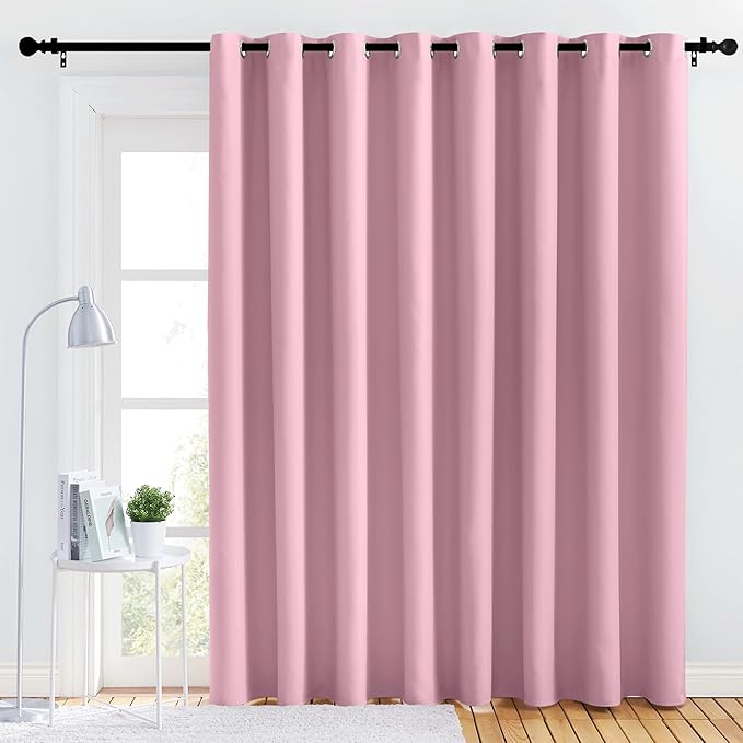 NICETOWN Bedroom Blackout Curtain Panel - (120 inches by 108 inch, Rouge Pink, 1 PC) Energy Saving Thermal Insulated Grommet Blackout Drapery for Patio, Room Divider Curtain