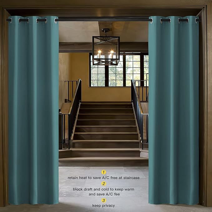NICETOWN Blackout Room Darkening Window Curtain - Thermal Insulated Solid Grommet Blackout Curtain/Drape for Living Room (Sea Teal, 1 Panel, 42 by 84-inch)