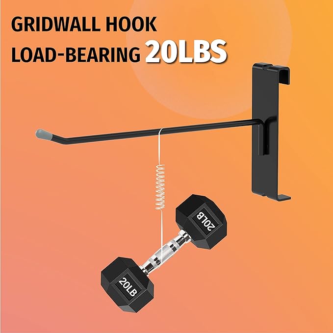 HUHOLE 50 Pack Gridwall Hooks 6 Inch – Black Metal Display Hangers for Wire Grid Panel – Heavy Duty Retail Store Fixtures, Garage Organizer, Craft Fair & Jewelry Rack (20lbs Capacity)