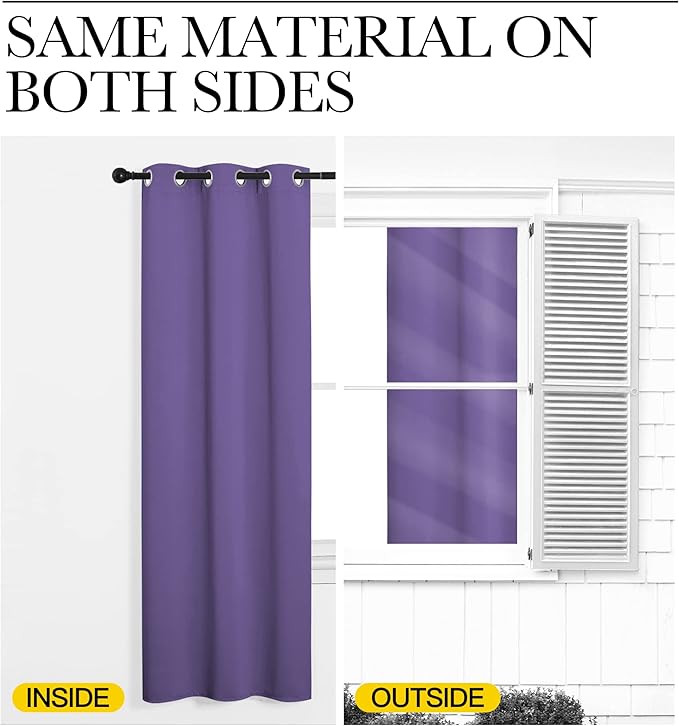 NICETOWN Bedroom Blackout Curtain Panel - (120 inches by 102 inch, Lilac Purple, 1 PC) Energy Saving Thermal Insulated Grommet Blackout Drapery for Patio, Room Divider Curtain