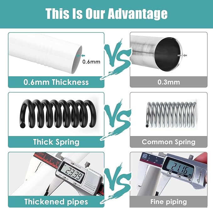 AIZESI White Tension Curtain Rod 43 to 73 Inch Shower Curtain Rod No Drilling, Never Rust, Adjustable Curtain Rod, Spring Tension Rods for Window, Bathroom, Kitchen, Doorway