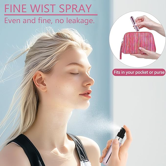 opasyo Refillable Perfume Portable Atomizer Bottle Refillable Perfume Spray, Leak-Proof Perfume Spray Bottle, Travel Perfume for Traveling and Outgoing (5ml, 4 Pack Gold/Pink/Blue/Black)