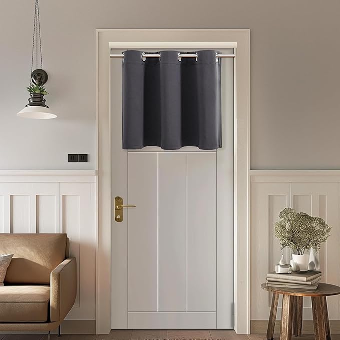 ChrisDowa Blackout Curtains 36 Inches Long for Living Room, Grommet Thermal Insulated Room Darkening Curtains for Bedroom (1 Panel Set, Dark Grey,42W x 36L)