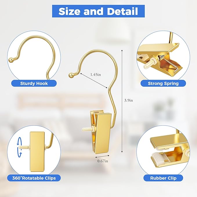 20 Pack Gold Boot Hangers for Closet, Hanger Clips Portable Travel Hangers Space Saving, Boot Clip Hooks for Hanging Clothes Pins Laundry Pants Hooks Towels Hat Bra Socks Jean