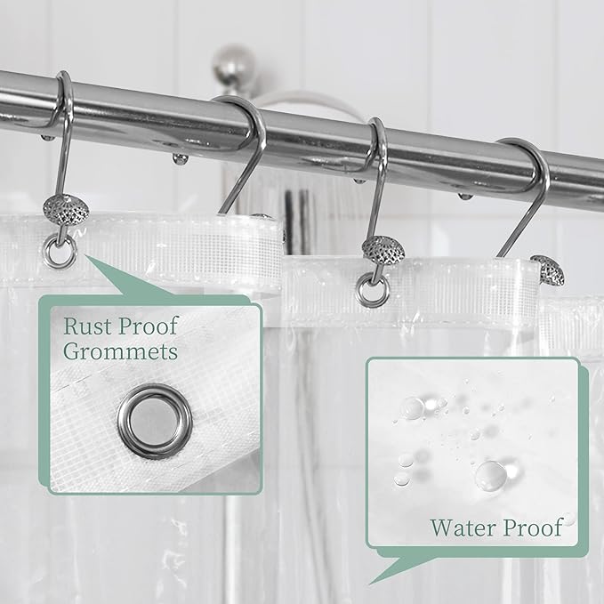 Mrs Awesome Narrow Clear Shower Curtain Liner with 3 Magnets, 48x72 Premium Flexible Sturdy Plastic Shower Curtain for Bathroom Shower Stall Lightweight, Waterproof, Clear