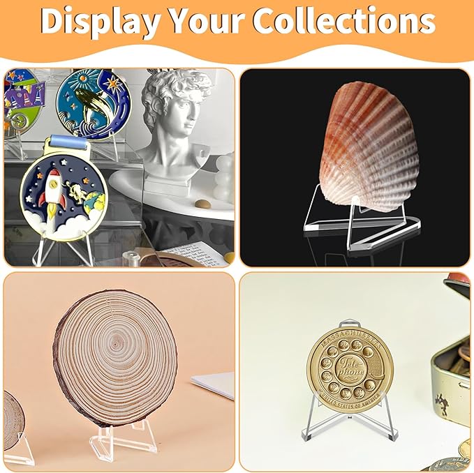 NIUBIER 30 Pack Arcylic Card Display Stands, Mini Clear Easel Stand Holder for Sports Graded Challenge Coin Trading Baseball Psa Football Card