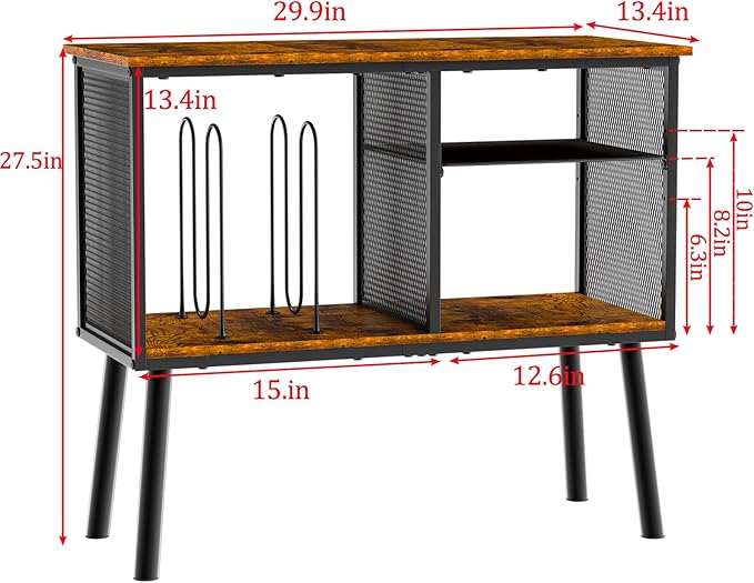 Record Player Stand with Adjustable Divider Vinyl Storage Holder Up to 200 Albums Mid-Century Large Record Player Table Vinyl Holder Turntable Stand End Table for Bedroom & Living Room, Patent Pending