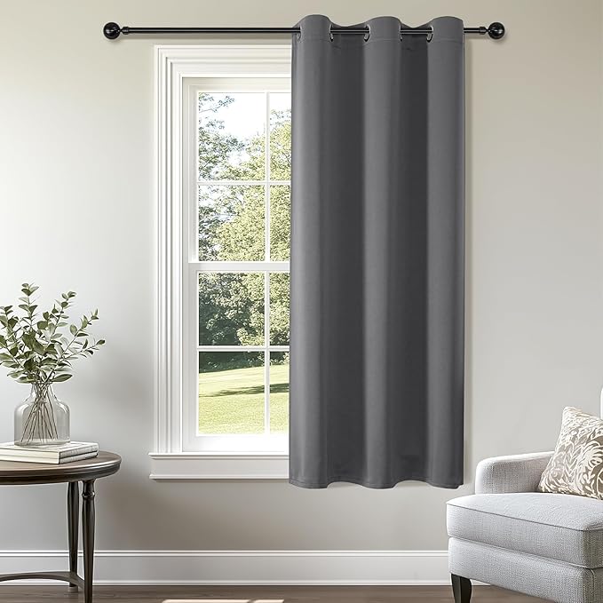 ChrisDowa Blackout Curtains 36 Inches Long for Living Room, Grommet Thermal Insulated Room Darkening Curtains for Bedroom (1 Panel Set, Grey, 42 x 36 Inch)