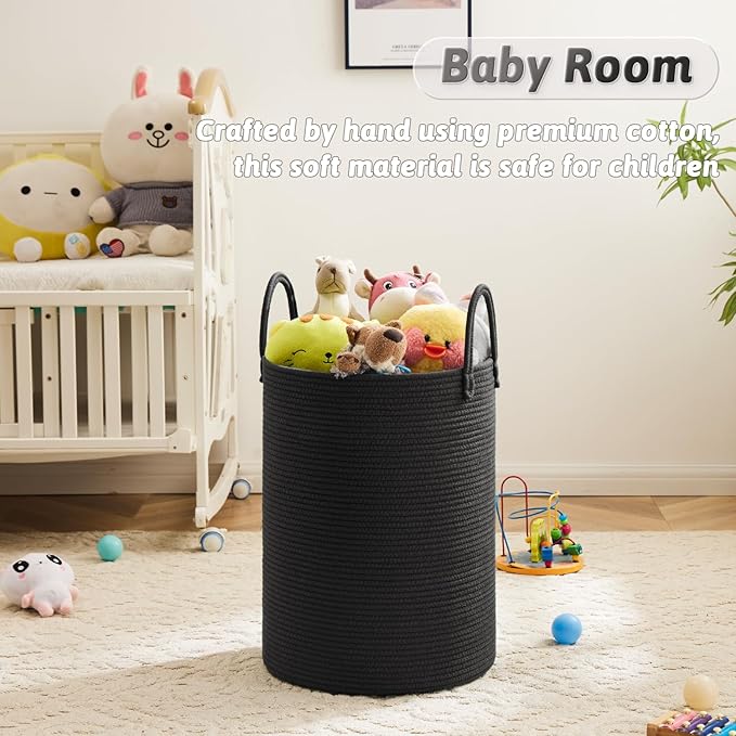 Artfeel Laundry Basket,Woven Cotton Rope Laundry Hamper,40L for Decorative Storage of Dirty Clothes,Toys and Blankets in Bathroom,Baby Room and Living Room