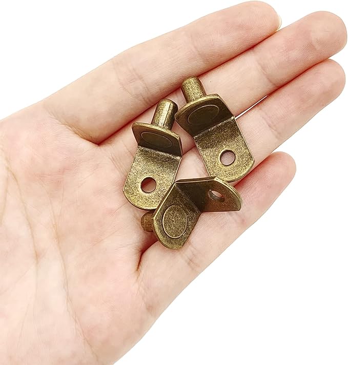 40 Pcs Shelf Pins Pegs,1/4 Inch L-Shaped Shelf Support Pegs,Bookshelf Pegs for Shelves,Cabinet Shelf Bracket Pegs with Hole,Shelf Pins Holders for Kitchen Furniture & Closet,Bronze Tone