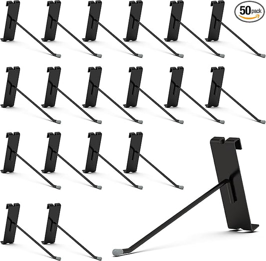 HUHOLE 50 Pack Gridwall Hooks 6 Inch – Black Metal Display Hangers for Wire Grid Panel – Heavy Duty Retail Store Fixtures, Garage Organizer, Craft Fair & Jewelry Rack (20lbs Capacity)
