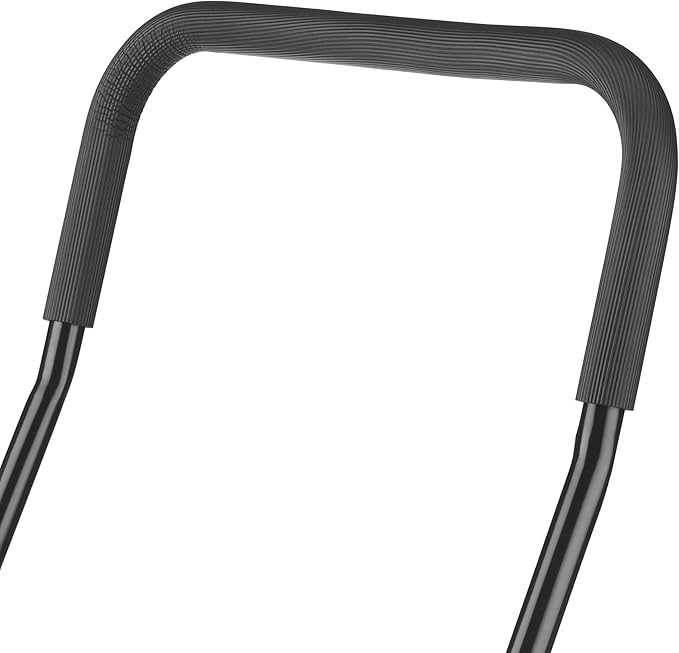 Whitmor Foldable Utility Shopping Cart with Wheels, Heavy Duty Metal Grocery Cart, Portable Foam Handle, Rolling Collapsible Trolley for Groceries, Laundry, Storage, Black