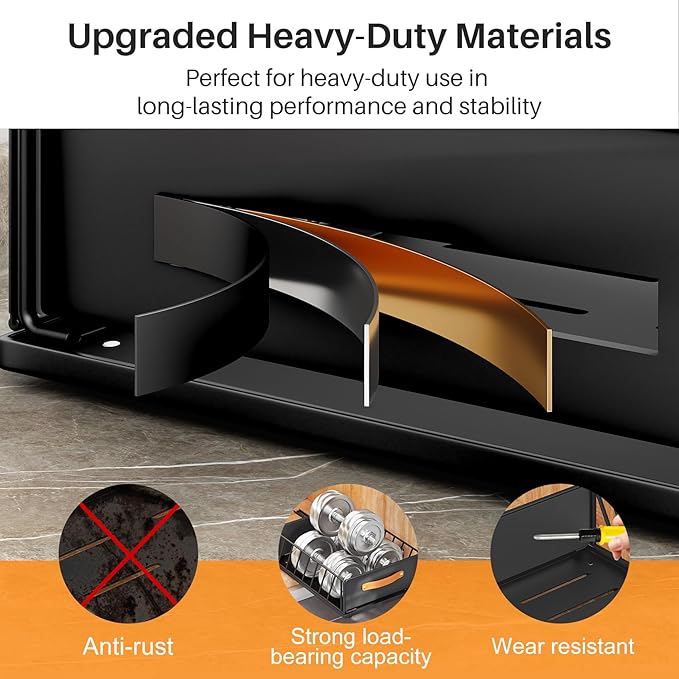 Pull out Cabinet Organizer Fixed with Adhesive Nano Film,Heavy Duty Slide out Pantry Shelves Drawer Storage,Sliding Mesh Cabinet Basket with Handle for Kitchen, Bathroom,Home, 9.8"WX 15.7"D X 6.2"H