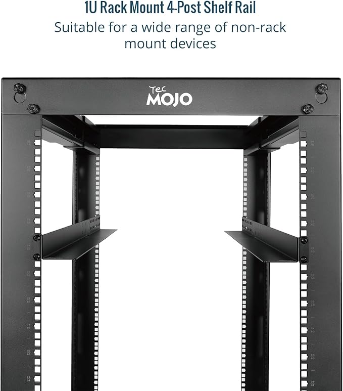 Tecmojo Universal 1U Rack Mount Rail,4-Post Fully Server Rack Shelf Rail with 20.9"-32" Adjustable Depth, Fit for Non-Rack Mountable Server/Networking/AV/IT Equipment