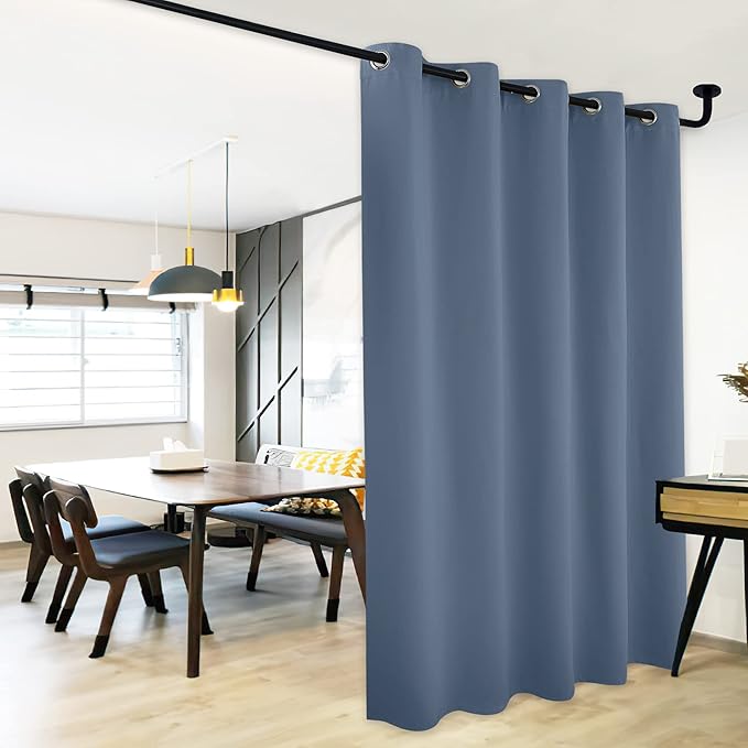 NICETOWN Stone Blue Bedroom Blackout Curtain Panel, Privacy Window Thermal Insulated Blackout Drape/Drapery for Loft, Guestroom (1 Panel, 70 x 84 inch)