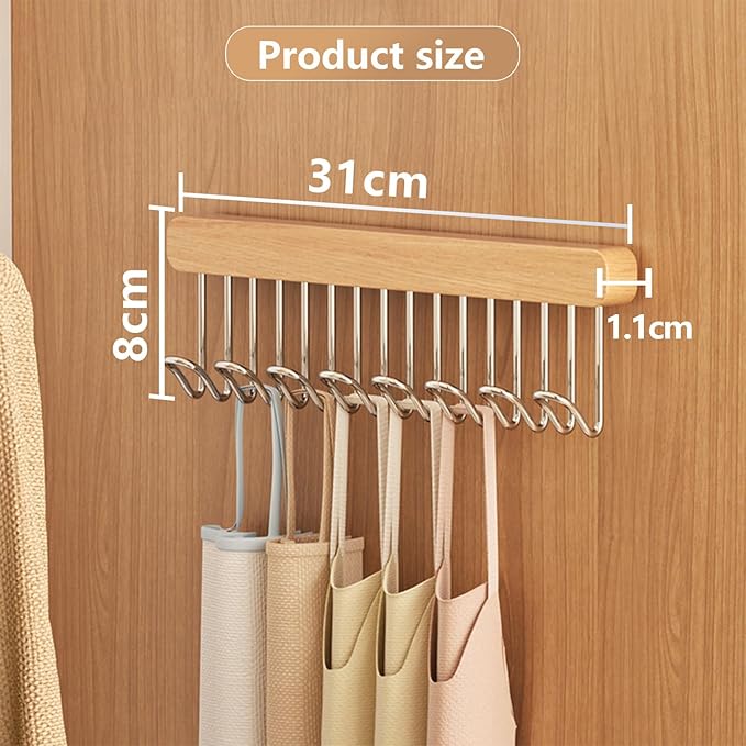 12 inch valet rods for closets, extendable and pull-out wardrobe pole for hanging clothes,bras,tie,belt,wardrobe pole with metal hooks, closet valet rod slide out,hanger wall (Left hook)