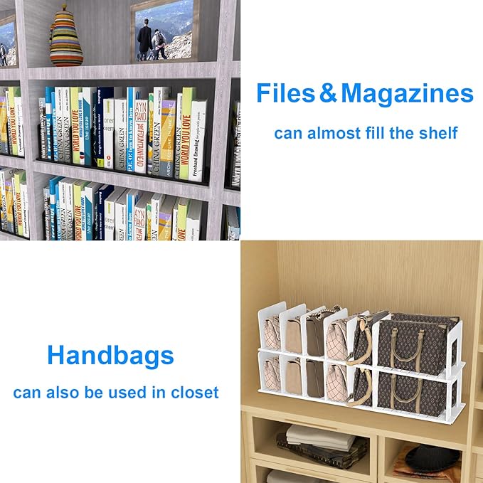 Translucent Frosted Adjustable Vertical File Sorter Sturdy Plastic Expandable Upright File Holder, Desktop Binder Organizer, School Office Book File Organizer, Assemble Easily Endlessly