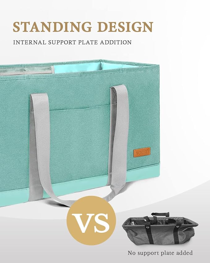WONDAY Extra Large Utility Tote Bag - Standing Reusable Grocery Bag with Handle, Collapsible Storage for Shopping, Beach