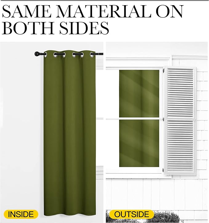NICETOWN Bedroom Blackout Curtain Panel - (120 inches by 102 inch, Olive Green, 1 PC) Energy Saving Thermal Insulated Grommet Blackout Drapery for Patio, Room Divider Curtain