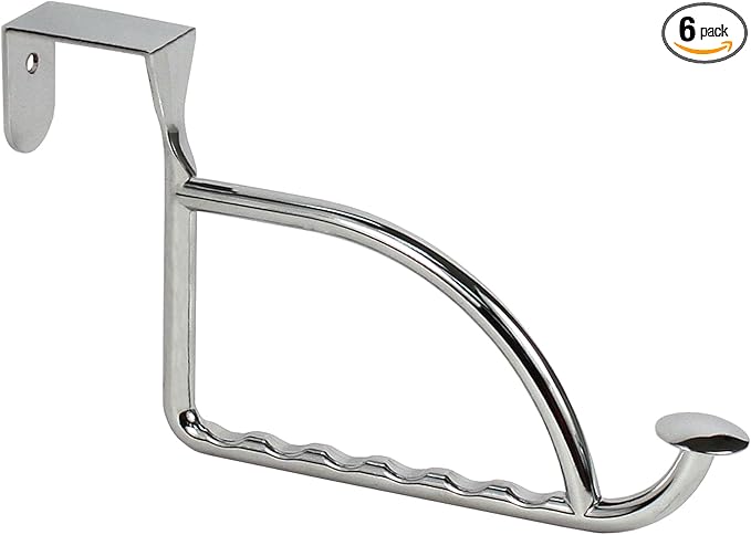 Spectrum Diversified Designs Hanger Holder & Hook, Extender Over-the-Door Closet, Bedroom & Laundry Room, Hanging Clothes Drying Rack, Chrome (Pack of 6)