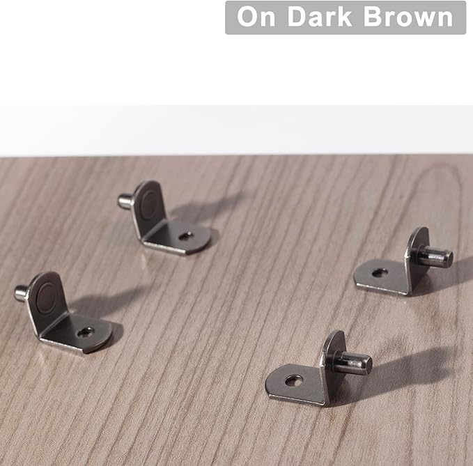 SDTWZW 5mm Shelf Pegs L-Shaped Cabinet Support Pins Bracket Style Clips for Bookcase Kitchen Closet Shelves Holders,16 PCS Gun Metal