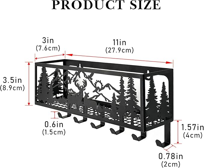 Deer Metal Wall Mail Organizer Wall Mounted Key and Mail Holder Mail Basket Hanging Mail Sorter and Key Organizer for Entryway Bedroom Bathroom Kitchen