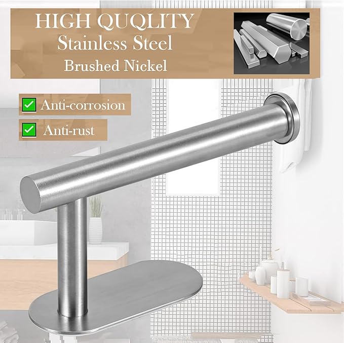 JOPOFI Toilet Paper Holder - Self Adhesive Toilet Paper Holder Wall Mount for Bathroom, Command Strip Stainless Steel Toilet Paper Roll Holder Stick On Wall, No Drilling - Brushed Nickel（2 Pcs）