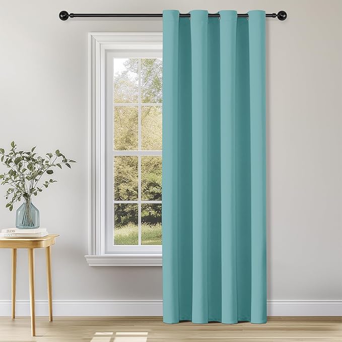 ChrisDowa Blackout Curtains 102 Inches Long for Living Room, Grommet Thermal Insulated Room Darkening Curtains for Bedroom (1 Panel Set, Aqua, 52 x 102 Inch)
