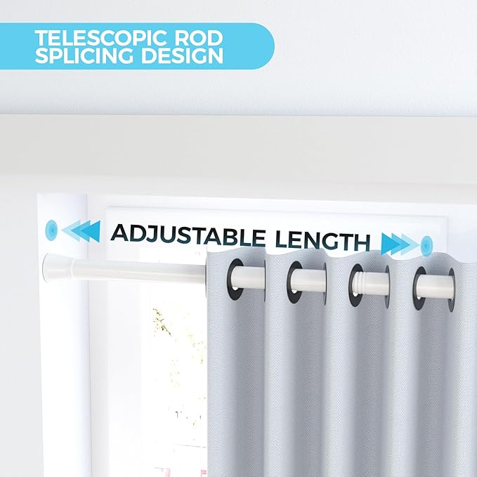 Shower Curtain Rod Spring Tension Rod 30 to 64 Inches 2PCS, Spring Tension Curtain Rod White Expandable for Window Wardrobe Doorway Kitchen