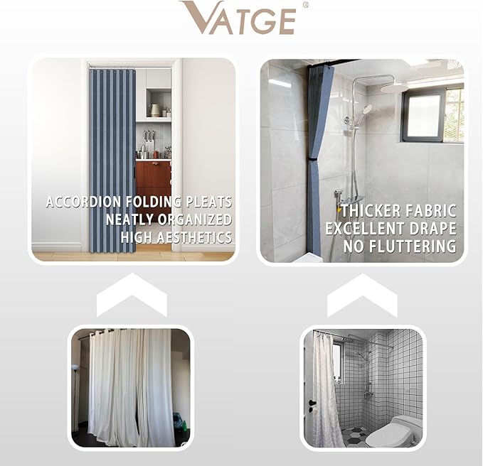 Vatge Accordian Style Door Curtains for Bedroom, and Closet Without Door, Room Divider Curtain for Living Room/Bathroom/Bedroom, 1 Panel with Tieback, W39 x L78, Blue