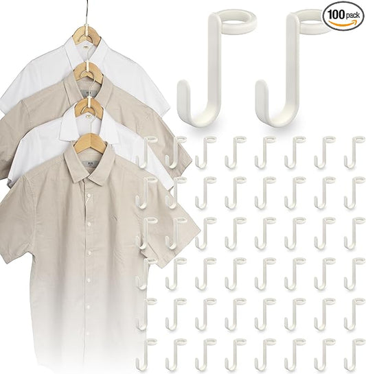 100PCS Hanger Connector Hooks,Space Saving Hangers for Clothes.Hanger Hooks Space Saver.Closet Hangers Connector Hook.College Dorm Essentials,Closet Organizers and Storage