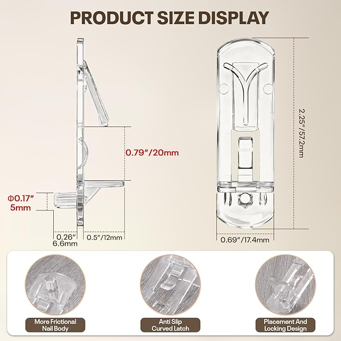 20 PCS Locking Shelf Pegs 5mm*3/4" Plastic Clear Shelf Pins & Pegs for Kitchen Cabinets, Bookcases, Wardrobe Transparent Plastic Shelf Support Pins, Compatible with Standard 5mm Holes