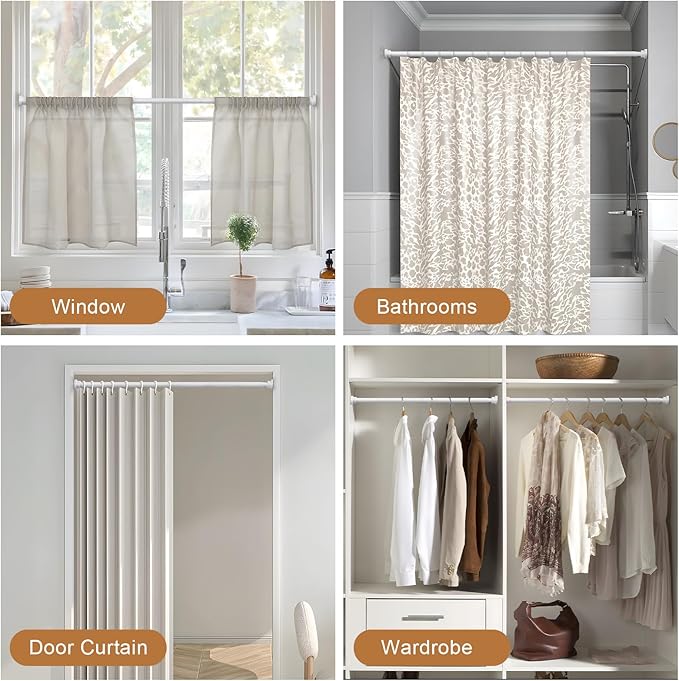 AIZESI White Spring Tension Rod No Drilling 28-50Inch 1PCS,Shower Curtain Rod Non-Slip,Adjusatable Tension Rod For Windows Durable Shower Rod,Bathroom Shower Rod Non-Rust